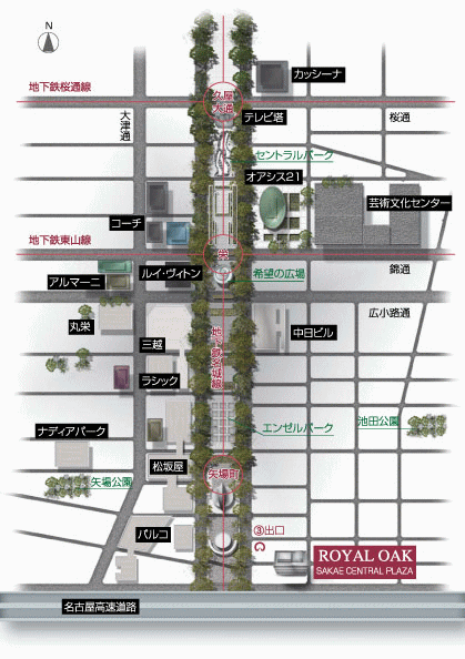 ロイヤルオークへの案内図